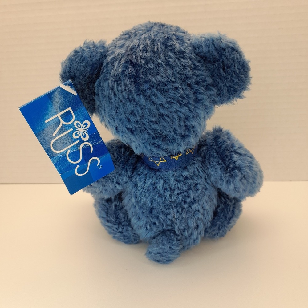 Vintage Russ Berrie Kipper Blue Bear Plush 6" Star of David Jewish Stuffed Bear - Picture 11 of 12